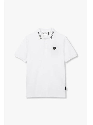 Men s Logo Collar Pique Polo Shirt White - PHILIPP PLEIN - BALAAN 1