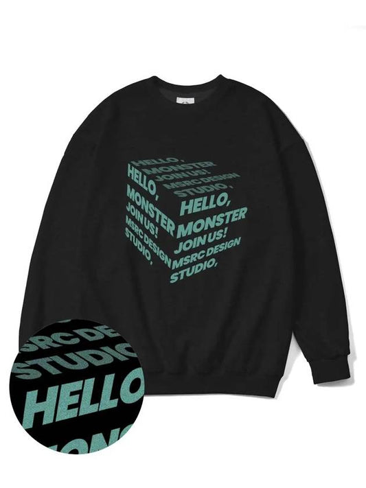 Cube Jade Green Overfit Sweatshirt Black - MONSTER REPUBLIC - BALAAN 1