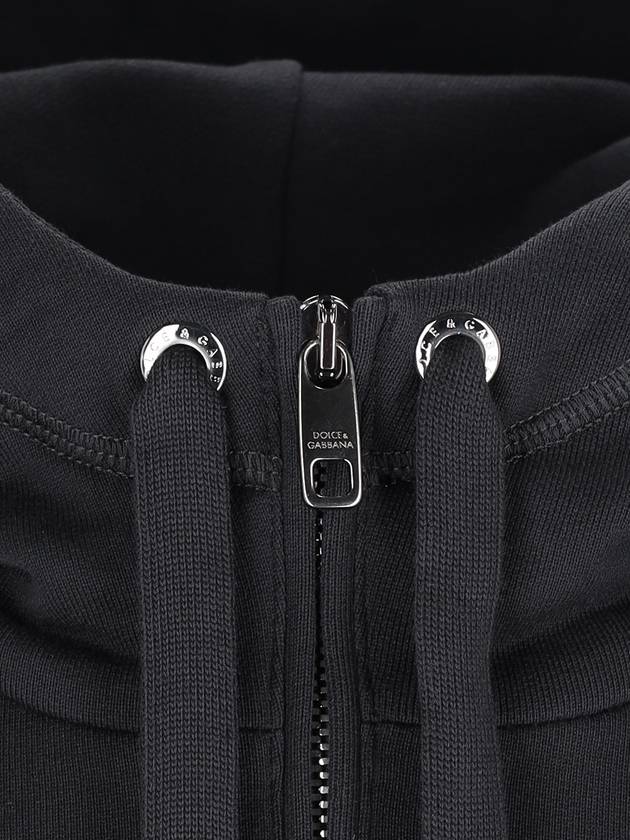 Logo Plaque Zipper Hoodie Black - DOLCE&GABBANA - BALAAN 6