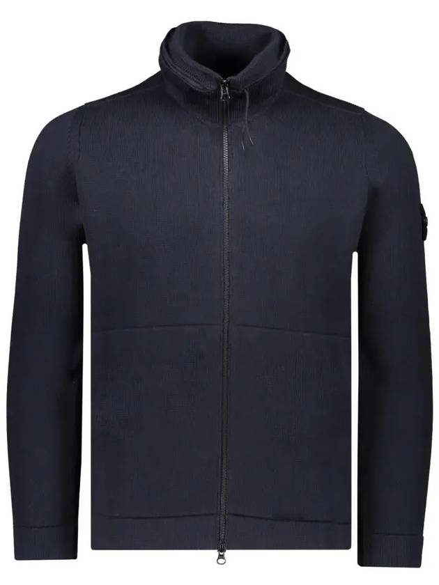 Logo Pacth Stretch Cotton Zip-up Cardigan Navy - STONE ISLAND - BALAAN 2