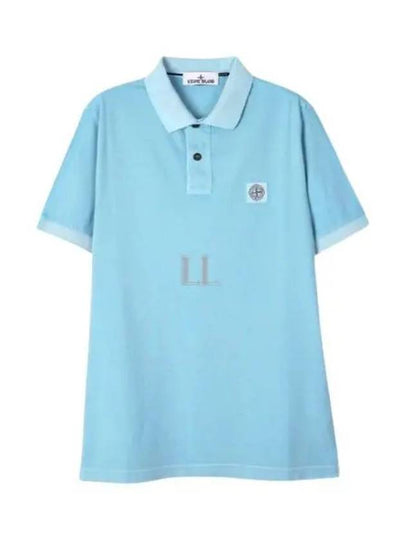 Men's Logo Patch Short Sleeve Polo Shirt Sky Blue - STONE ISLAND - BALAAN 2