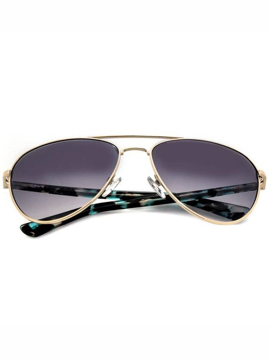 Women's Acetate Aqua Gold Gray Aviator Style Sunglasses - OSCAR DE LA RENTA - BALAAN 2