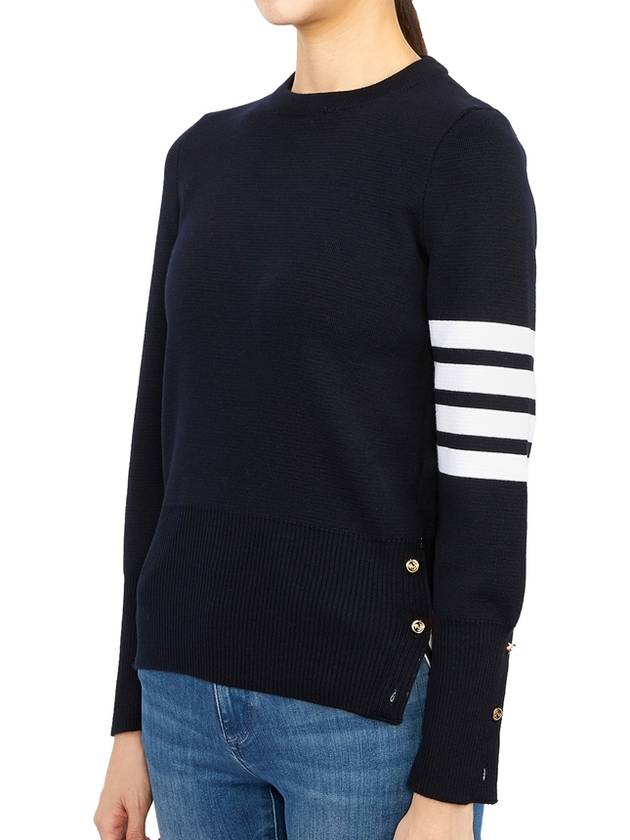 4-Bar Milano Stitch Crew Neck Knit Top Navy - THOM BROWNE - BALAAN 5