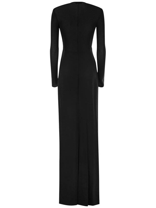 Red carpet dress in lurex jersey with knot and logo accessory - ELISABETTA FRANCHI - BALAAN 2