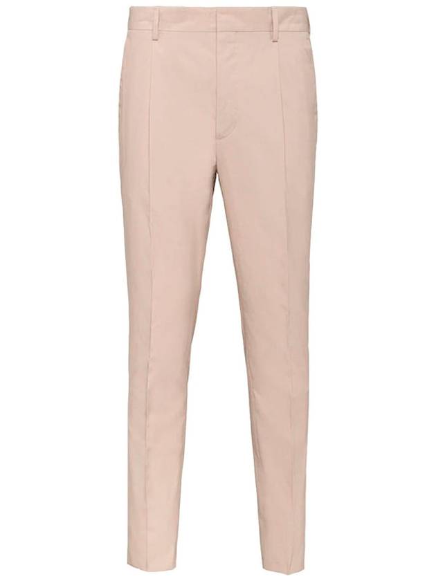 Waistband Cotton Blend Straight Pants Beige - PRADA - BALAAN 2