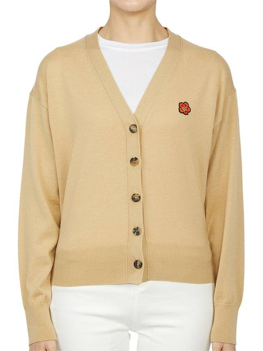 Boke Flower Embroidered Wool Cardigan Beige - KENZO - BALAAN 2