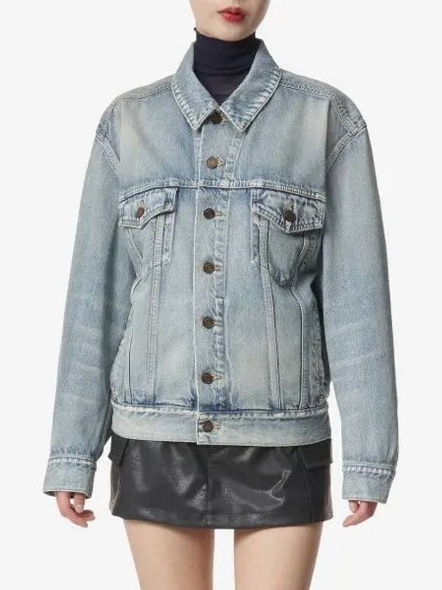 Oversized Fit Denim Jacket Sky Blue - SAINT LAURENT - BALAAN 2