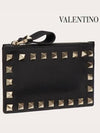 Rockstud Zipper Card Wallet Black - VALENTINO - BALAAN 4