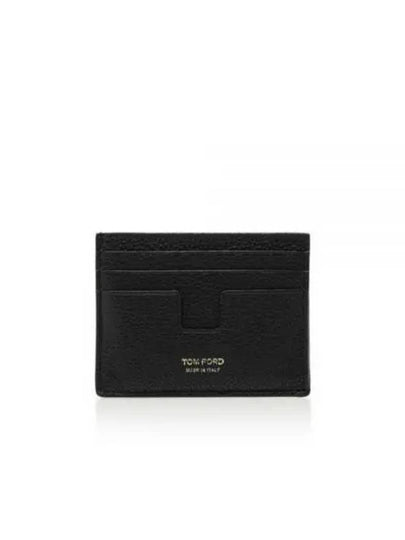 T-Line Logo Grain Leather Card Wallet Brown - TOM FORD - BALAAN 2