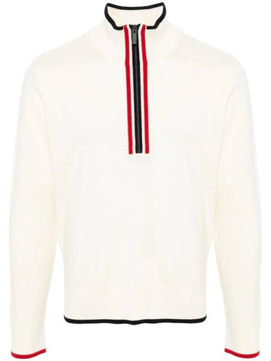 Half zip wool knit top white - THOM BROWNE - BALAAN 1