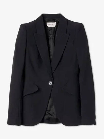 Peak Shoulder Leaf Crepe Jacket Black - ALEXANDER MCQUEEN - BALAAN 2