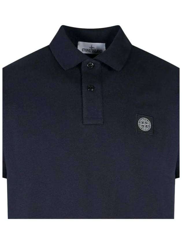 Pique Stretch Cotton Short Sleeve Polo Shirt Navy - STONE ISLAND - BALAAN 5