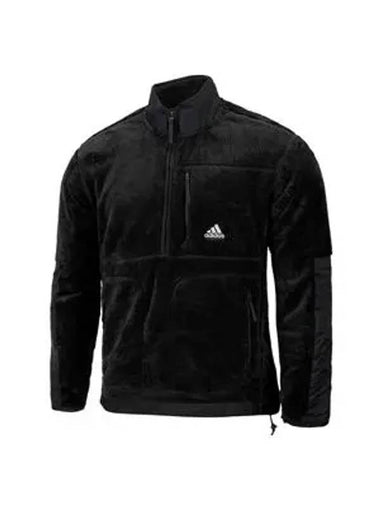 Sherpa Half-Zip Zip-Up Jacket Black - ADIDAS - BALAAN 1