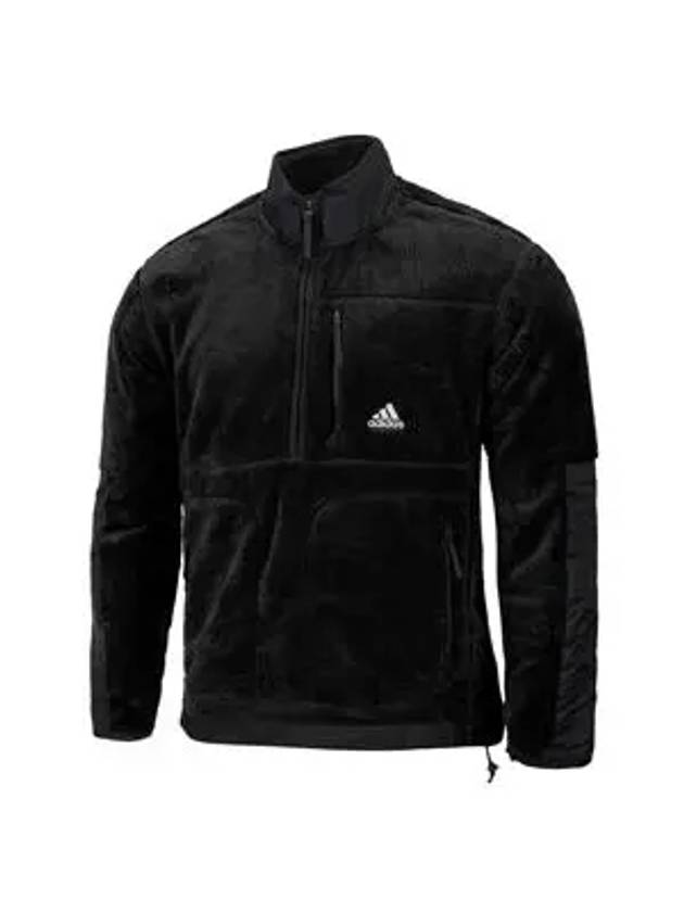 Sherpa Half-Zip Zip-Up Jacket Black - ADIDAS - BALAAN 3