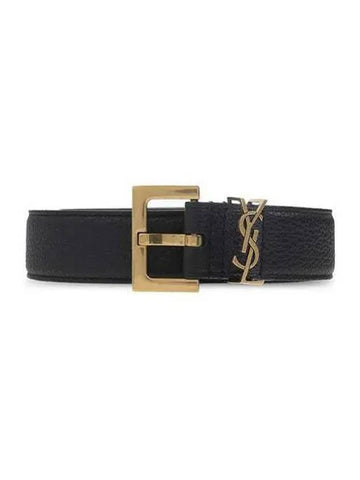 Belt Monogram Grain Leather Black - SAINT LAURENT - BALAAN 1