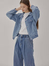 RYUL+WAI: Tuck Wide Long Denim Pants Blue - RYUL+WAI: - BALAAN 4