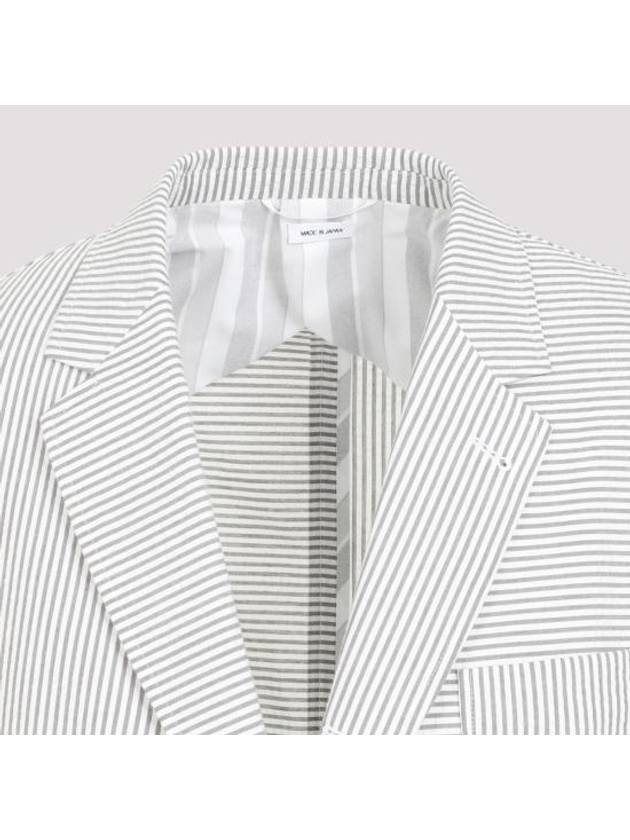 Striped Single Breasted Blazer Jacket Grey - THOM BROWNE - BALAAN 4