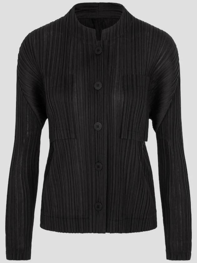 Pleats Please November 23 Ramie Jacket JC542 Charcoal PF3Y110024 - ISSEY MIYAKE - BALAAN 1