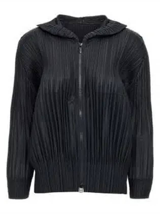 Fluffy Basic Pleated Hooded Zip-Up Black - ISSEY MIYAKE - BALAAN 2