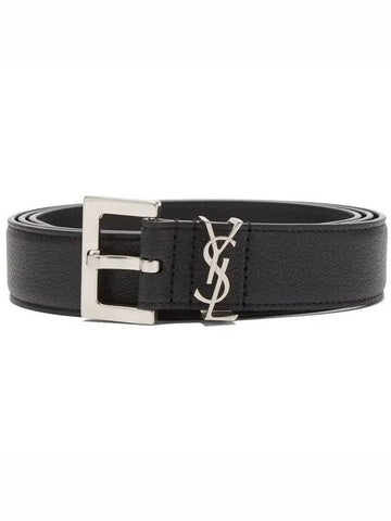 Poncho Lux Poncho Lux leather silver buckle belt - SAINT LAURENT - BALAAN 1