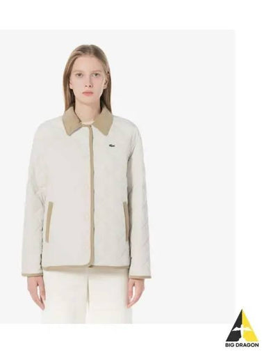 Women s Corduroy Collar Quilted Jumper Ivory - LACOSTE - BALAAN 1