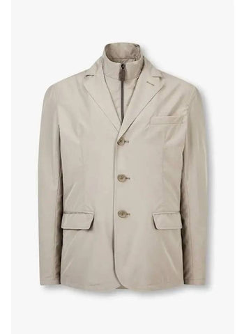 Men s High Neck Bibb Single Jacket Beige - HERNO - BALAAN 1