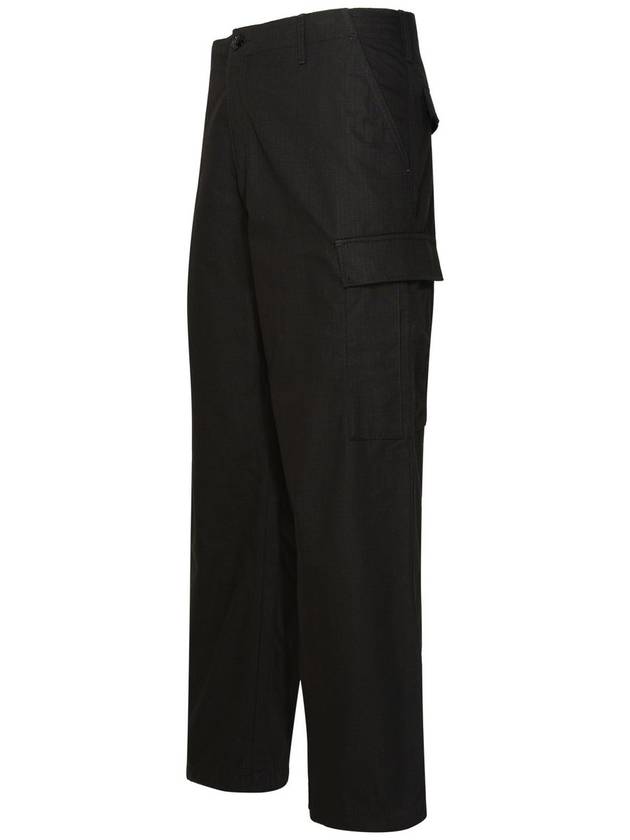 Paris Label Flap Pocket Workwear Cargo Cotton Straight Pants Black - KENZO - BALAAN 3