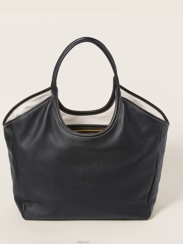 Ivy Logo Leather Tote Bag Black - MIU MIU - BALAAN 6