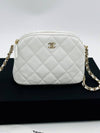 Half moon chain mini bag white classic caviar gold plated - CHANEL - BALAAN 3