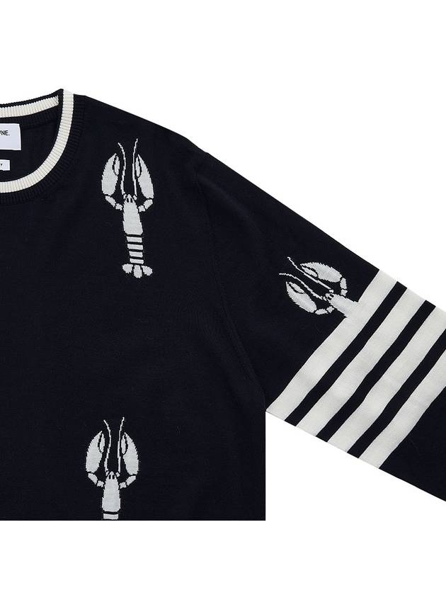 Lobster Merino Crew Neck Knit Top Navy - THOM BROWNE - BALAAN 5