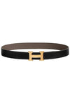 H Gold Buckle Reversible 32mm Leather Belt Black - HERMES - BALAAN 2