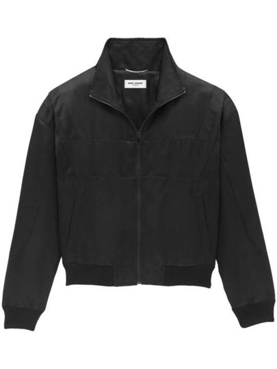 Satin Teddy Zip-Up Jacket Black - SAINT LAURENT - BALAAN 2