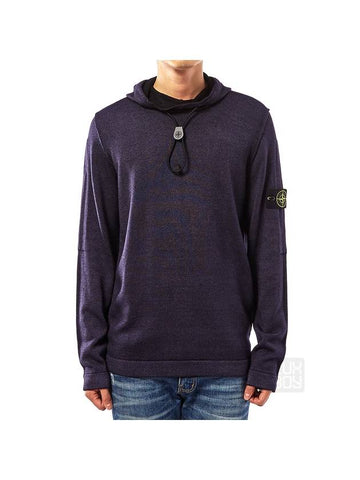 Men's Wapen Hooded Wool Knit Top Navy - STONE ISLAND - BALAAN 1