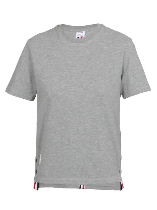 Center Back Stripe Classic Cotton Pique Relaxed Fit Short Sleeve T-Shirt Grey - THOM BROWNE - BALAAN 1