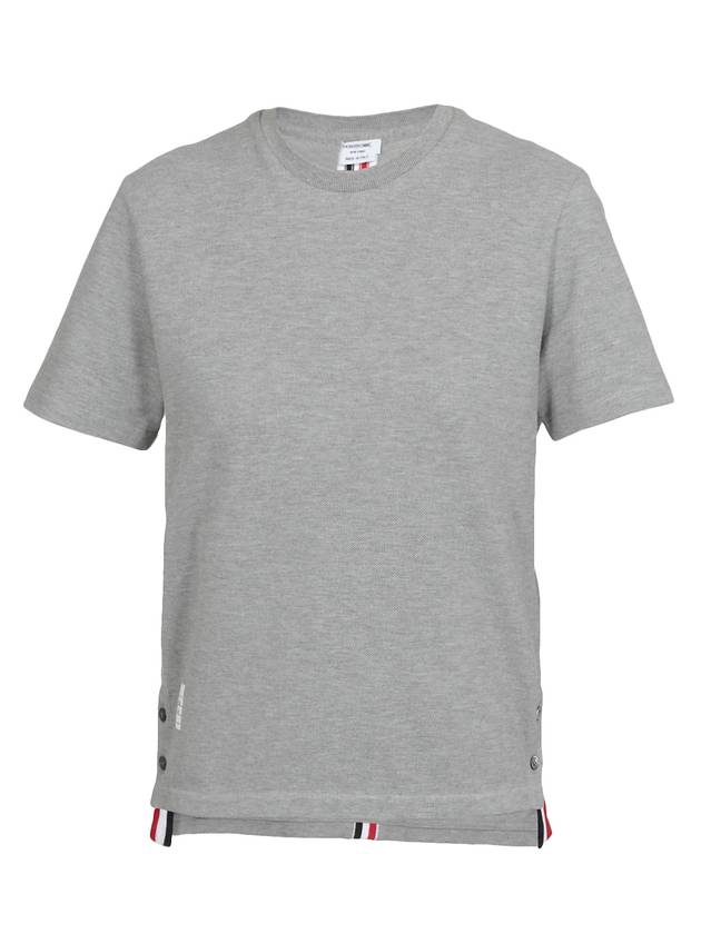 Center Back Stripe Classic Cotton Pique Relaxed Fit Short Sleeve T-Shirt Grey - THOM BROWNE - BALAAN 1