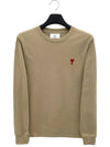 Small Heart Logo Sweatshirt Beige - AMI - BALAAN 2