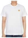 Small Gold Heart Wappen Short Sleeve T-Shirt White P1 T216 4 - COMME DES GARCONS - BALAAN 2