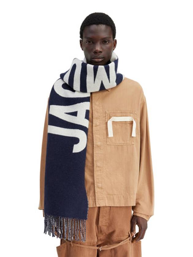 Lecharpe Fringe Logo Virgin Wool Muffler Navy - JACQUEMUS - BALAAN 3