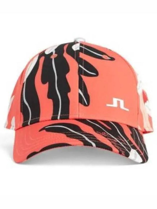 Women's Asta Print Ball Cap Paradise Monstera Coral - J.LINDEBERG - BALAAN 2