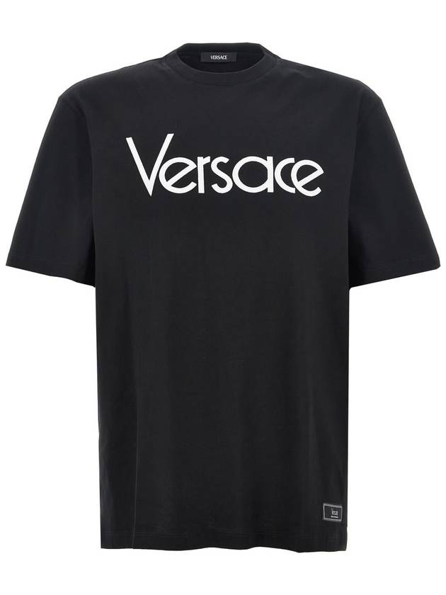 Logo Crewneck Short Sleeve T-Shirt Black - VERSACE - BALAAN 2