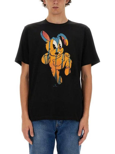 Painted Bunny Print Short Sleeve T-Shirt Black - PAUL SMITH - BALAAN 1