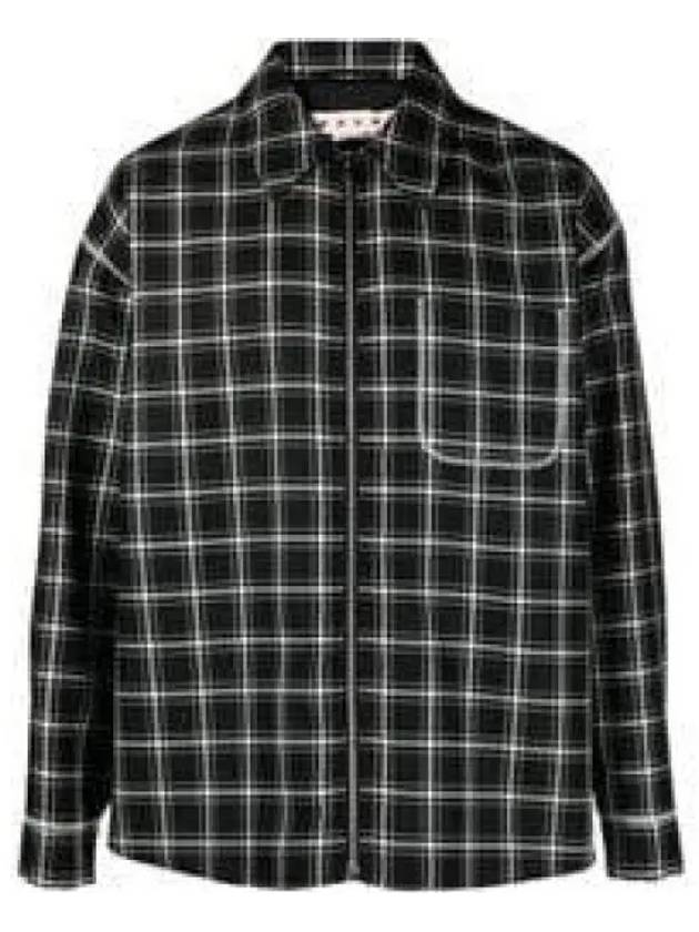 Plaid Pattern Virgin Wool Shirt Jacket Black - MARNI - BALAAN 2