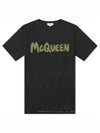 Men's Graffiti Logo Short Sleeve T-Shirt Black - ALEXANDER MCQUEEN - BALAAN 2