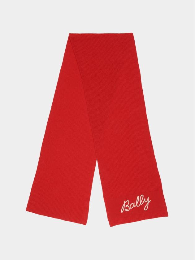 Embroidered Logo Wool Muffler Red - BALLY - BALAAN 2