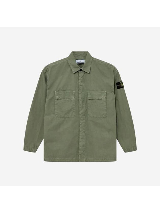 Old Treatment Over Long Sleeve Shirt Sage Green - STONE ISLAND - BALAAN 1