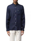 Logo Patch Linen Long Sleeve Shirt Navy - LACOSTE - BALAAN 2