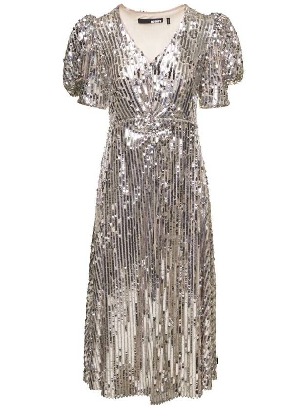 'Sierina' Silver-Tone Midi Dress With All-Over Sequins Woman Rotate - ROTATE - BALAAN 1