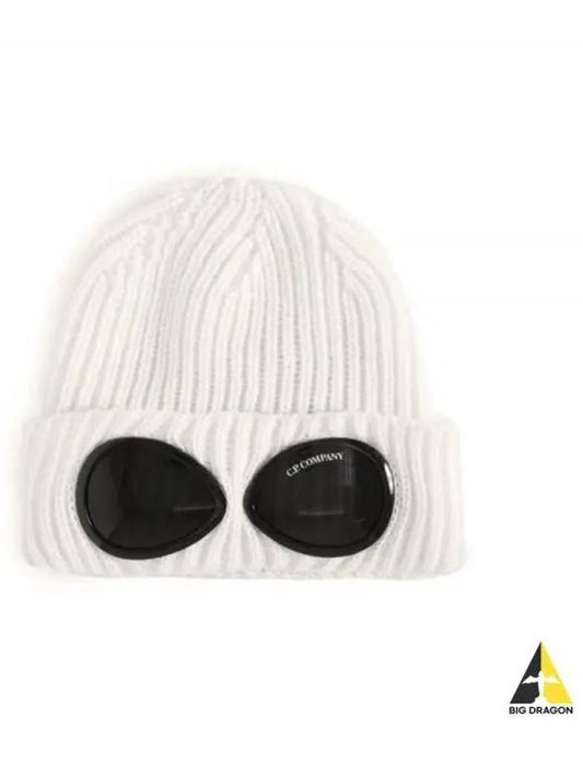 Extra Fine Merino Wool Goggle Beanie White - CP COMPANY - BALAAN 2