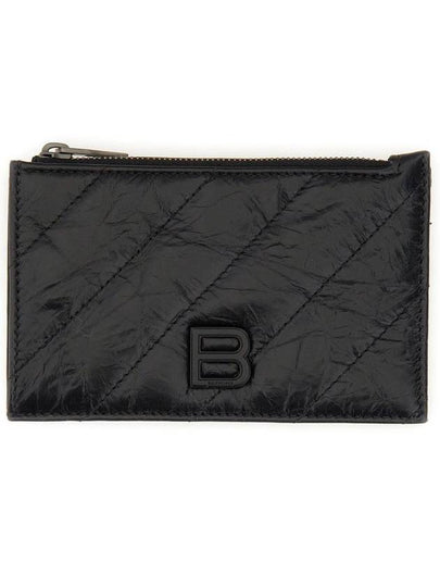 Crush Zipper Leather Card Wallet Black - BALENCIAGA - BALAAN 2