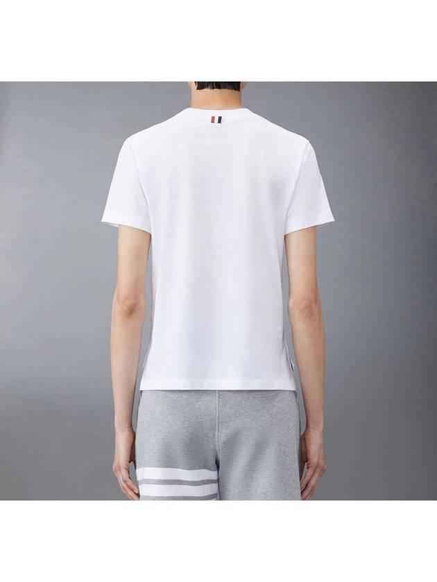 Logo Patch Lightweight Jersey Relaxed Fit Short Sleeve T-Shirt White - THOM BROWNE - BALAAN 3